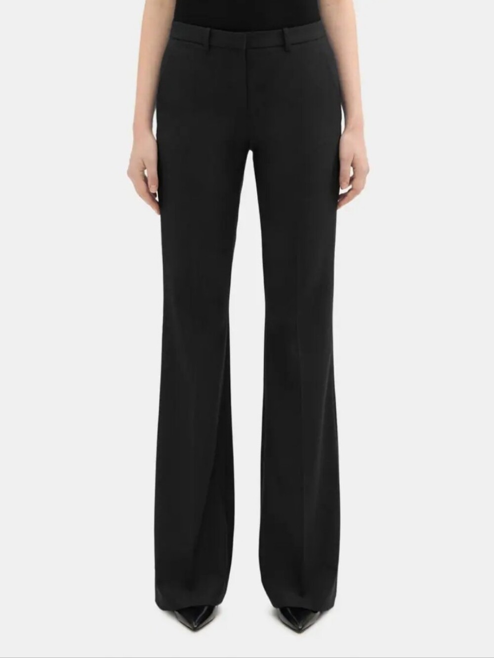 THEORY Demitria 4 Flare Pants Size 6 Traceable Wool Stretch Black NWT